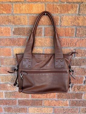 Barr & Barr New York Shoulder Bag Tote Leather Handbag Hang Tag Brown Tan
